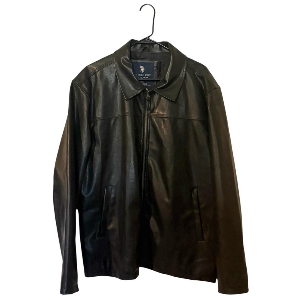 U.S. Polo Assn. Black Leather Jacket for Men Size XL